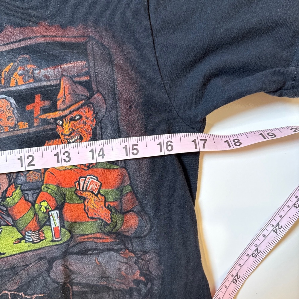 Big Chris Art Horror Villains Poker Graphic Tee Shirt Black Small Jason Freddy - Picture 10 of 16